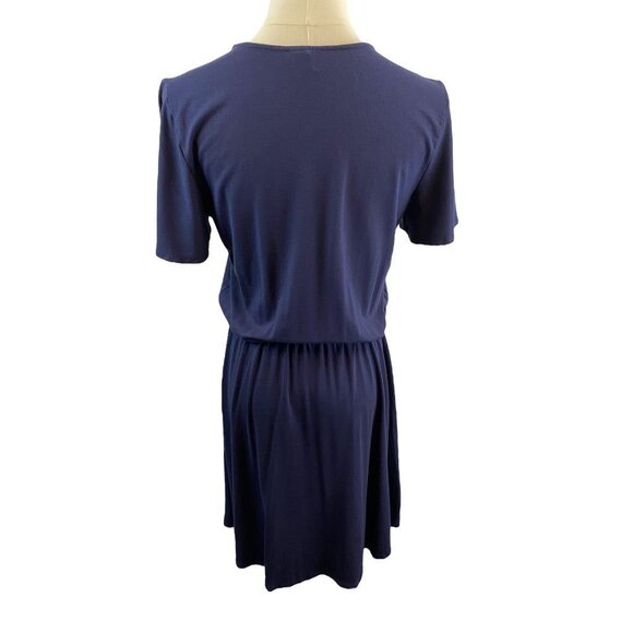 Small Tall Old Navy Navy Blue Knit Embroidered V-Neck Boho Dress - Picture 10 of 16